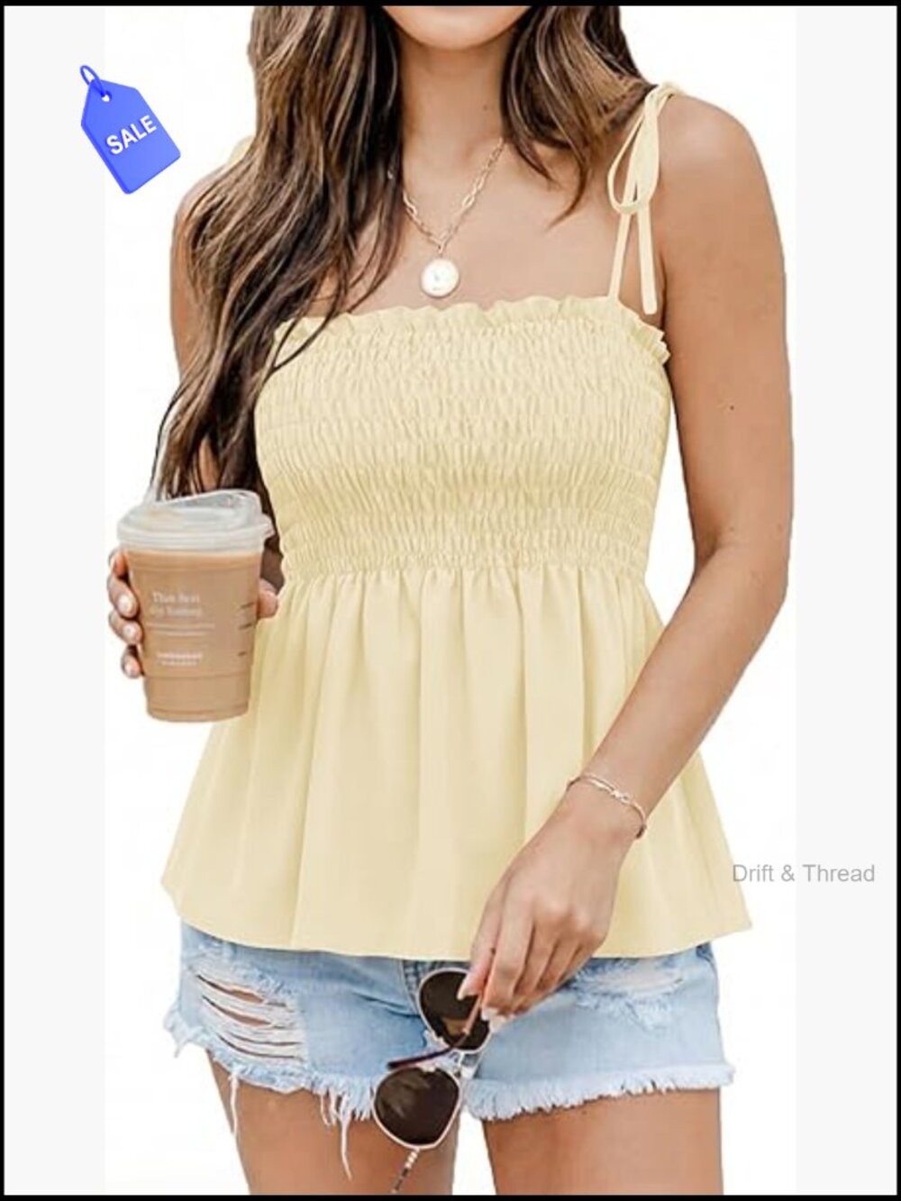 Women's Square Neck Peplum Cami Top Going Out Beach Shirt - Picture 1 of 7